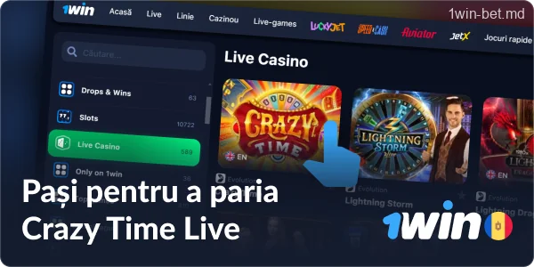 Instrucțiuni de joc Crazy Time pe site-ul 1win Moldova