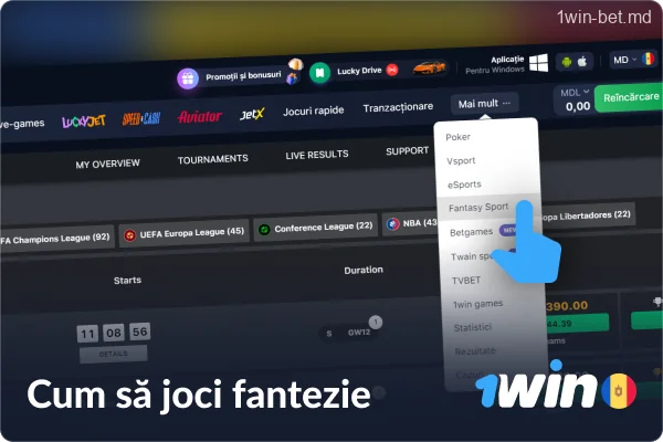 Etapele pariurilor sportive Fantasy la 1win Moldova