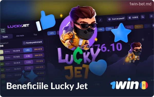 Beneficiile de a juca Lucky Jet la cazinoul online 1win Moldova