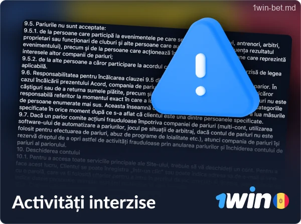 Activități care sunt interzise pe site-ul web 1win MD
